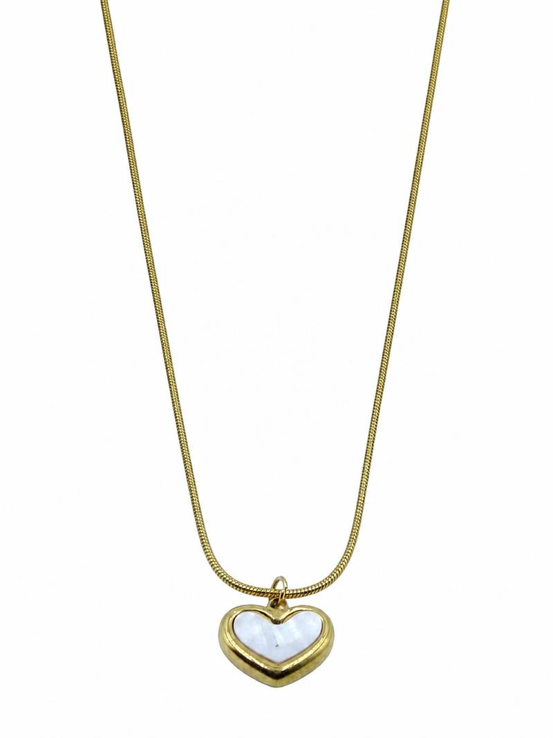 MOP Heart Pendant Anti-Tarnish Chain