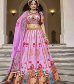 Stunning Pink Lehenga with Handwork and Traditional Printed Motifs