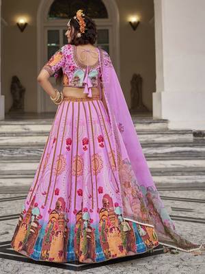 Stunning Pink Lehenga with Handwork and Traditional Printed Motifs 4