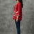 Vibrant red floral embroidered short kurti