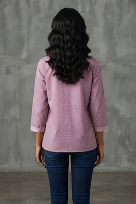 Elegant mauve floral embroidered short kurti 2
