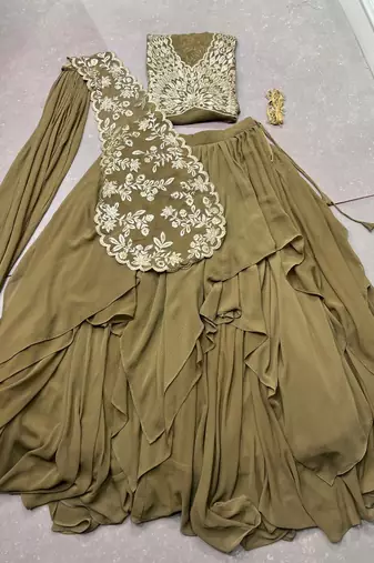Elegant Marble Fabric Lehenga Choli Featuring Exquisite Sequins & Thread 