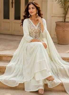 women's premium georgette embroidered kurta set with dupatta 3