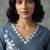 Elegant slate blue floral embroidered kurti