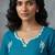 Teal embroidered scalloped short kurti