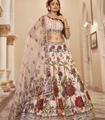  Pastel Lehenga with Handwork and Exquisite Floral Printed Detailing