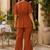  women's pink solid short sleeve top with elastic waist trousers co-ord