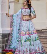 Olive Green Mirror Work Lehenga Choli Set