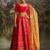  Red Silk Semi-Stitched Lehenga with Organza Dupatta & Intricate Embroidery