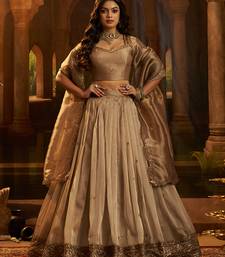 Royal Brown Organza Lehenga with Intricate Zari & Sequin Embroidery