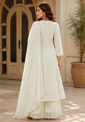 women's premium georgette embroidered kurta set with dupatta 4
