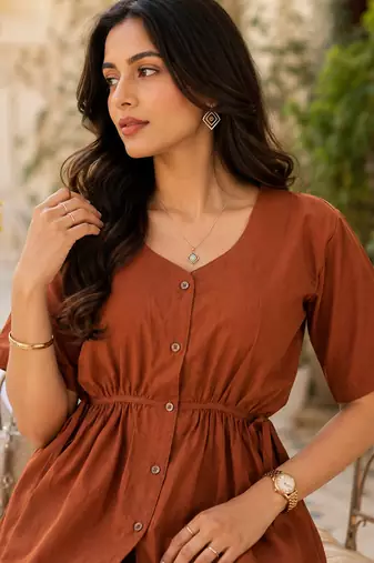  women's pink solid short sleeve top with elastic waist trousers co-ord