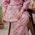 women's dusty rose shimmer satin embroidered co-ord set