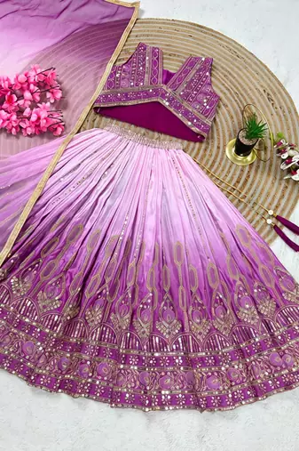 Kids blue lehenga choli with Dupatta embroidery work