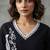 Sophisticated black and white paisley embroidered kurti