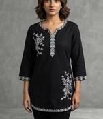 Elegant black and white embroidered kurti