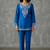 Royal blue embroidered kurti co-ord set