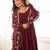 Maroon Premium Roman Silk Chanderi 16 Kali Anarkali Gown with Embroidered Dupatta & Pant Set