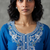 Royal blue embroidered kurti co-ord set
