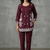 Maroon floral embroidered kurti co-ord set