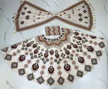 Navratri Ajrakh Print Rayon Lehenga Choli & Blouse With Dupatta 6