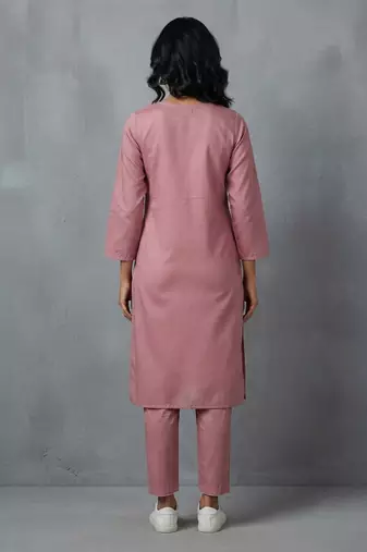 Elegant mauve embroidered kurti co-ord set