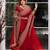 Red satin silk blend saree for wedding with dupatta