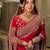 Red satin silk blend saree for wedding with dupatta