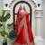 Red satin silk blend saree for wedding with dupatta