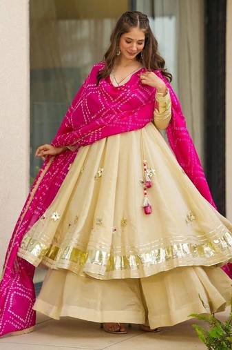 Women Gotta Patti Anarkali Kurta