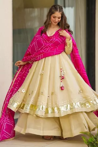 Women Gotta Patti Anarkali Kurta