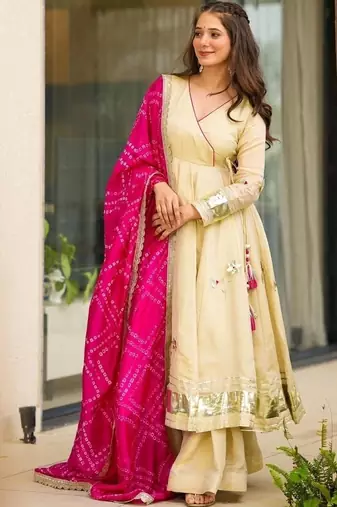 Women Gotta Patti Anarkali Kurta
