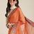 Orange & Off-White Mirror Work Pure Georgette Half and Half Bandhani Saree