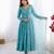 Designer sky blue embroidery anarkali kurta set for women with dupatta
