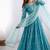 Designer sky blue embroidery anarkali kurta set for women with dupatta