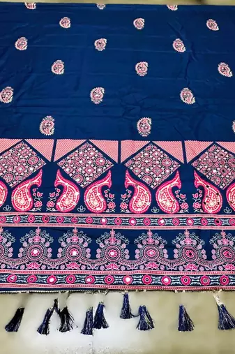 Navratri Ajarakh Print Rayon Semi Stitched Lehenga Choli & Unstitched Blouse With Dupatta