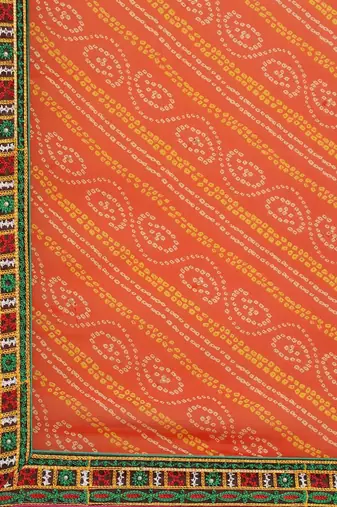 Embroidered Half and Half Bandhani Pure Georgette Saree