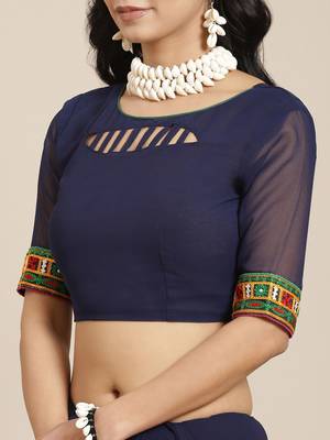 Embroidered Half and Half Bandhani Pure Georgette Saree 6