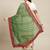 Cream-Coloured & Green Bandhani Kutchi Embroidery Pure Georgette Bandhani Saree