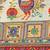 Cream-Coloured & Green Bandhani Kutchi Embroidery Pure Georgette Bandhani Saree