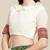 Cream-Coloured & Green Bandhani Kutchi Embroidery Pure Georgette Bandhani Saree