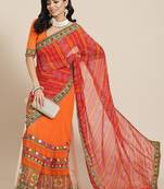 Embroidered Pure Georgette Half and Half Bandhani Saree
