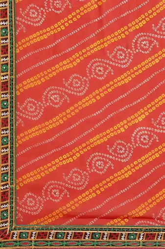 Embroidered Pure Georgette Half and Half Bandhani Saree