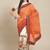 White & Orange Bandhani Kutchi Embroidery Pure Georgette Bandhani Saree