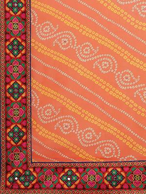 White & Orange Bandhani Kutchi Embroidery Pure Georgette Bandhani Saree 4