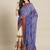 Blue & White Bandhani Kutchi Embroidery Pure Georgette Half and Half Bandhani Saree