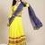 Yellow & Blue Bandhani Mirror Work Pure Georgette Half and Half Bandhani Saree