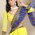 Yellow & Blue Bandhani Mirror Work Pure Georgette Half and Half Bandhani Saree