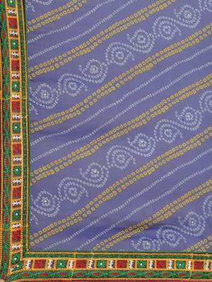 Yellow & Blue Bandhani Mirror Work Pure Georgette Half and Half Bandhani Saree 5