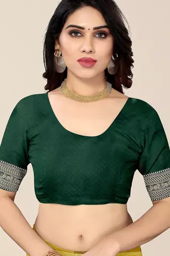 Yellow & Green Bandhani Zari Silk Cotton Bandhani Saree